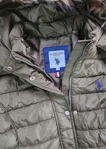 Us polo Kadın haki  Kürklü Uzun Kışlık Mont rengi koyudur - Görsel 9