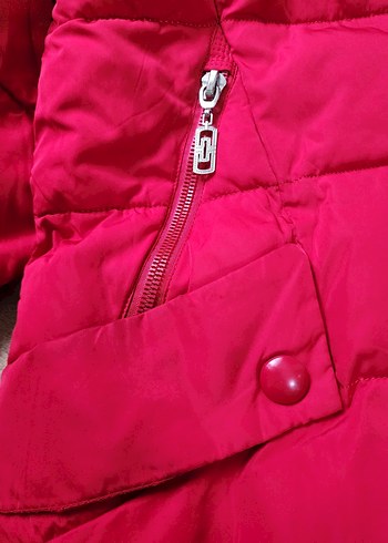 kırmızı koyu kırmızı Kapüşonlu Kadın Midi Kışlık Mont - Görsel 9