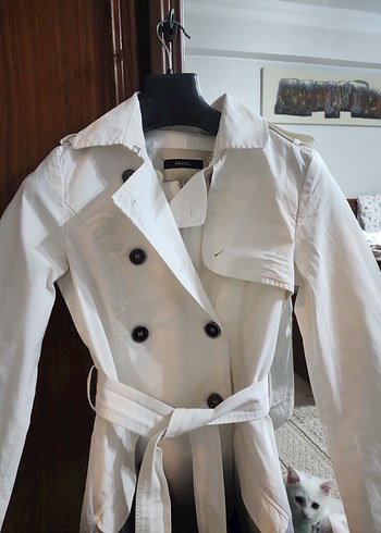 ipekyol & Kadın Beyaz Uzun Pamuk Trençkot - Görsel 2