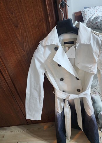 ipekyol & Kadın Beyaz Uzun Pamuk Trençkot - Görsel 6