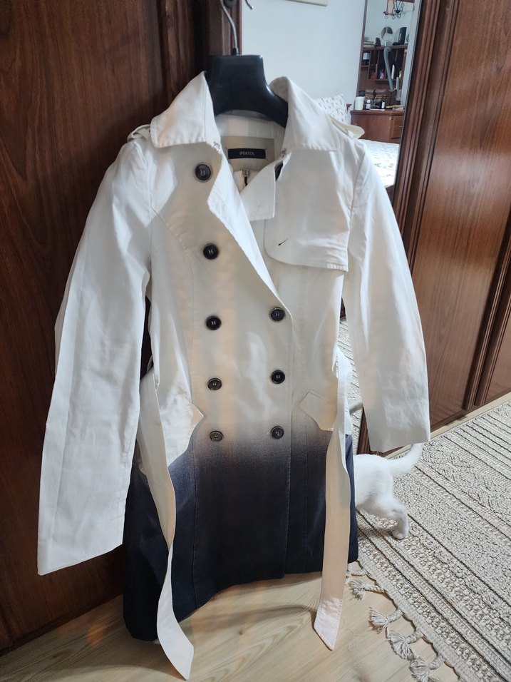 ipekyol & Kadın Beyaz Uzun Pamuk Trençkot - Görsel 5