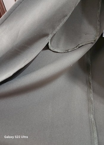 Kemerli Uzun koyu haki j Kadın Trençkot - Görsel 6