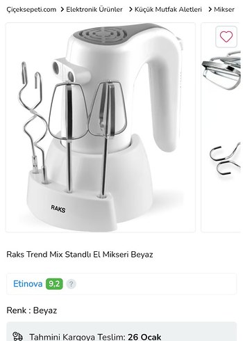 Beyaz ve Gri El Mikseri RAKS hamur çırpıcı ve mikser - Görsel 3