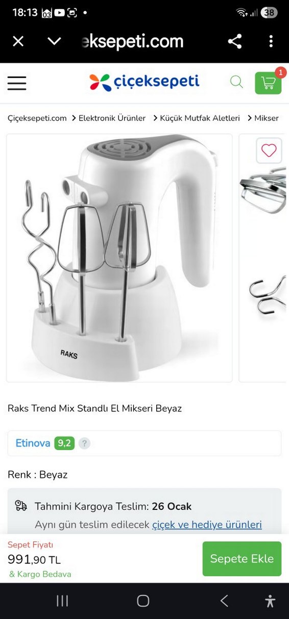 Beyaz ve Gri El Mikseri RAKS hamur çırpıcı ve mikser - Görsel 3