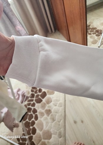 Beyaz Fermuarlı Kadın Sweatshirt - Görsel 3