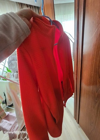 Fermuarlı Kırmızı Kadın Midi polar - Görsel 6