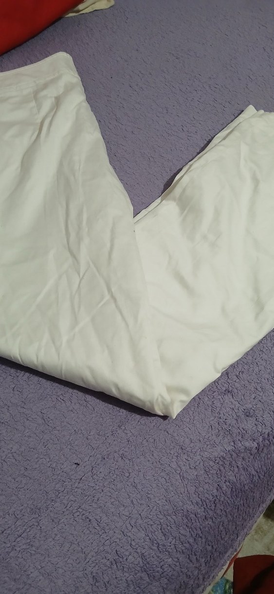 Beyaz Keten Midi Kadın Pantolon - Görsel 2