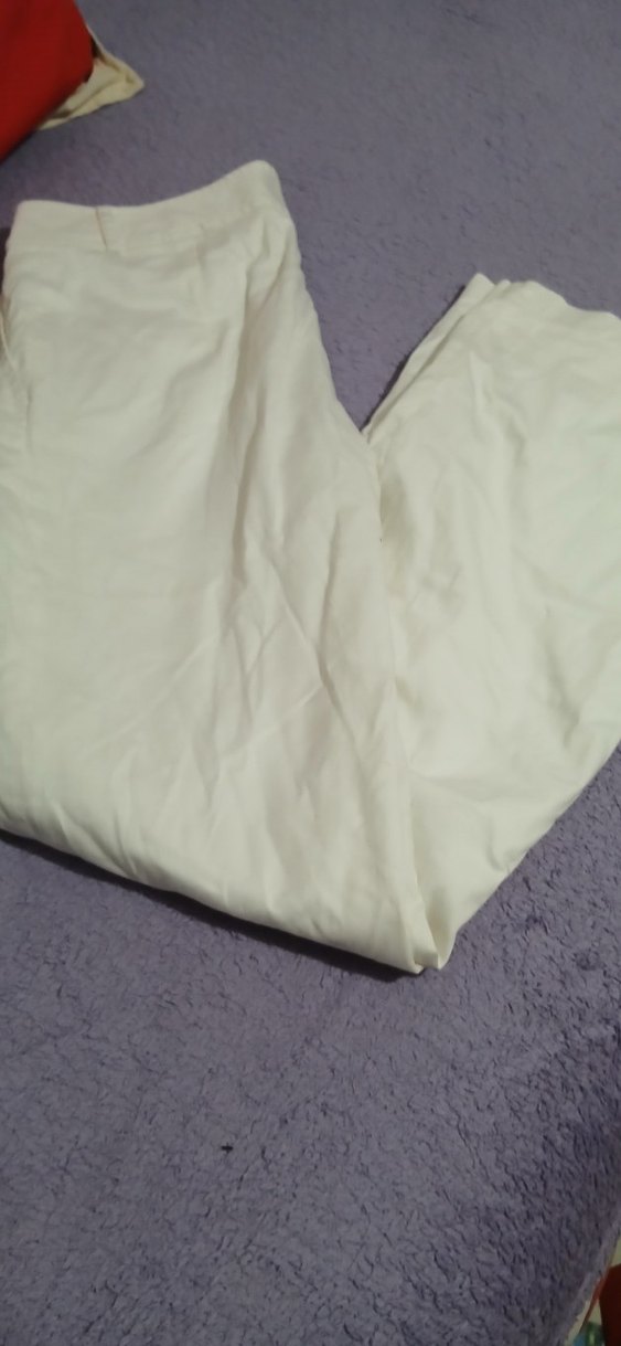 Beyaz Keten Midi Kadın Pantolon - Görsel 3