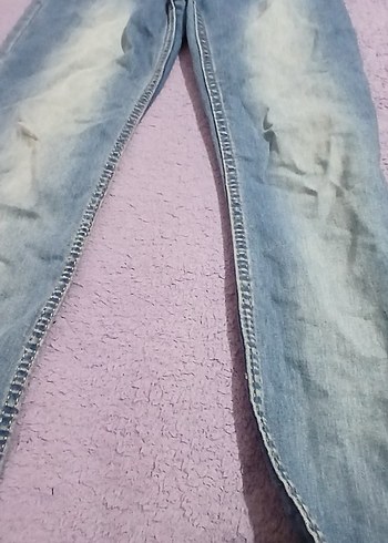 Düğmeli Gri Mavi Kadın Midi Kot Pantolon - Görsel 4