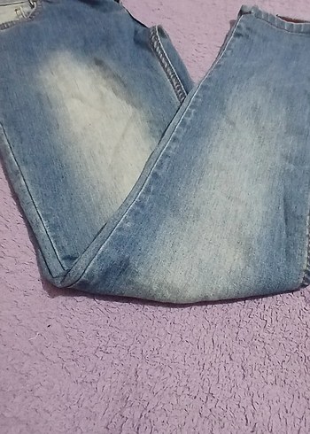 Düğmeli Gri Mavi Kadın Midi Kot Pantolon - Görsel 5