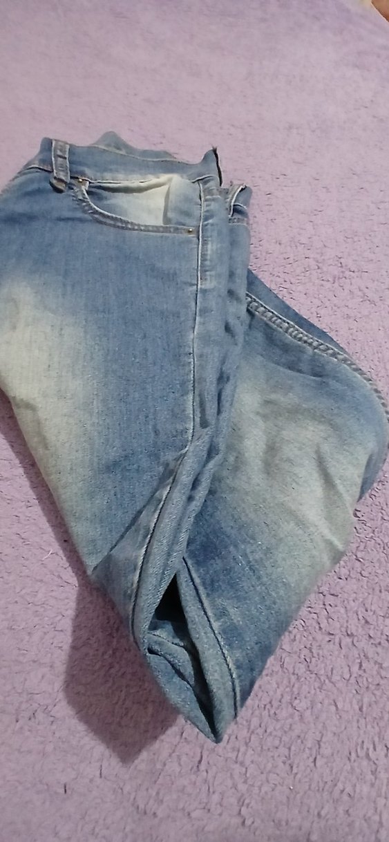 Düğmeli Gri Mavi Kadın Midi Kot Pantolon - Görsel 2