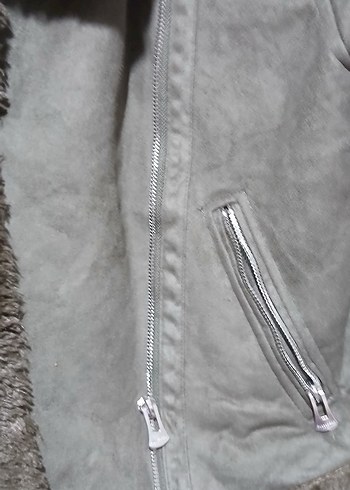 PULL&BEAR haki  bayan kürklü ceket - Görsel 7