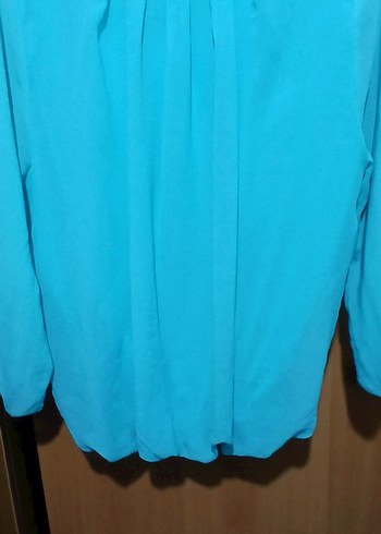 Mavi Kadın Bluz, Uzun Kollu, Pilili - Görsel 7