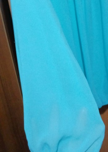 Mavi Kadın Bluz, Uzun Kollu, Pilili - Görsel 6