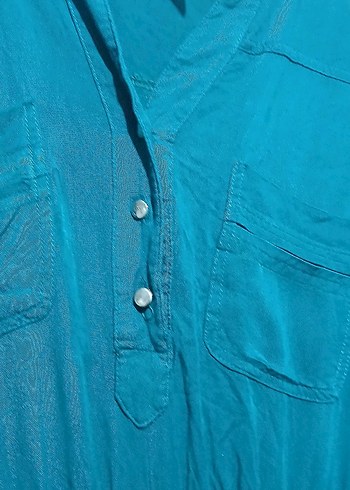 Uzun koyu yeşil Düğmeli Kadın Elbise - Görsel 5