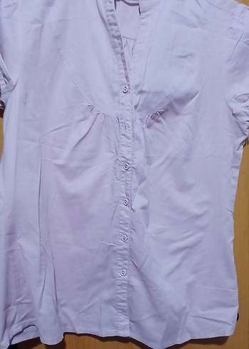 Mor Keten V Yaka Düğmeli Kadın Gömlek - Görsel 5