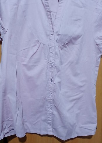 Mor Keten V Yaka Düğmeli Kadın Gömlek - Görsel 4