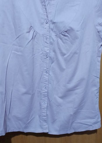 Mor Keten V Yaka Düğmeli Kadın Gömlek - Görsel 3