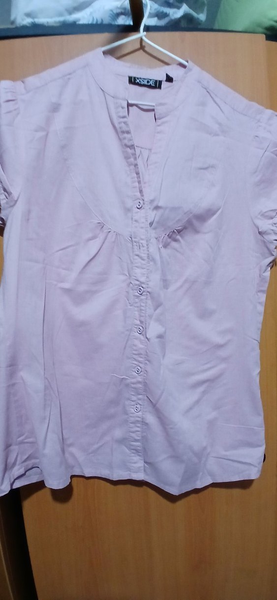 Mor Keten V Yaka Düğmeli Kadın Gömlek - Görsel 5