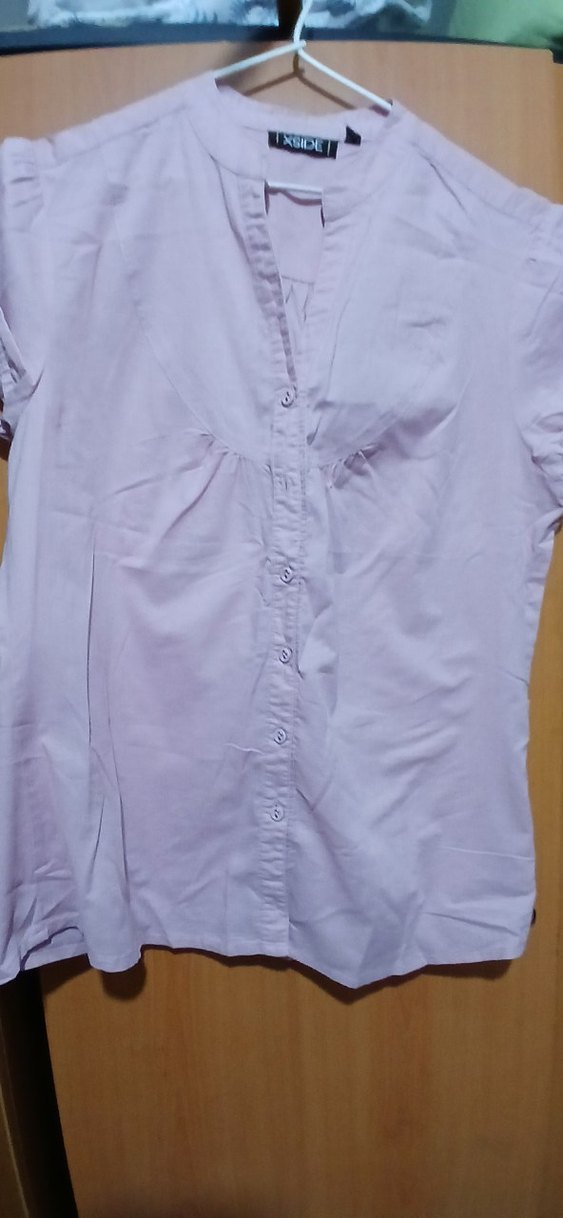 Mor Keten V Yaka Düğmeli Kadın Gömlek - Görsel 4