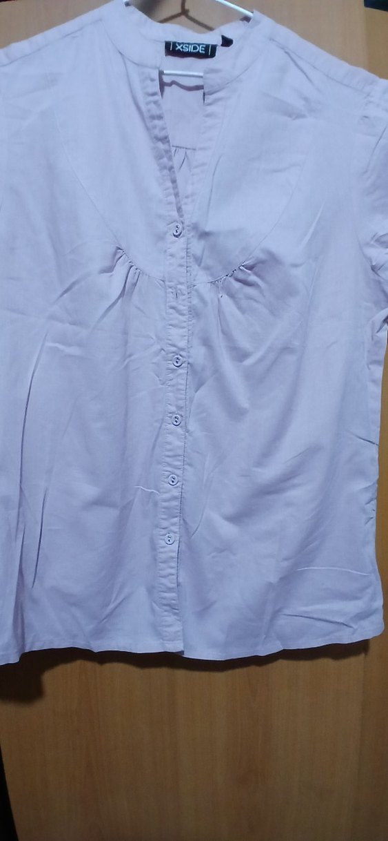 Mor Keten V Yaka Düğmeli Kadın Gömlek - Görsel 3