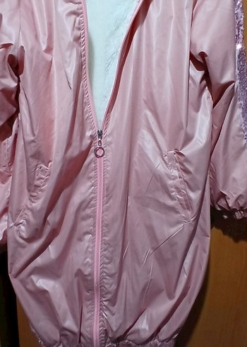 BAYAN  Pembe Fermuarlı Yağmurluk - Görsel 2