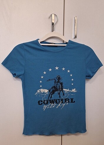 Cowgirl Mavi Dar Bluz Crop