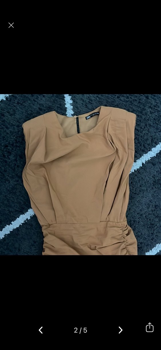 Zara Vatkalı Drapeli Mini Elbise - Görsel 4