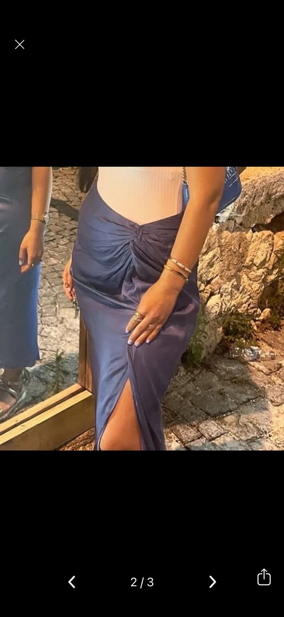 Zara Mavi Drapeli Uzun Kadın Etek - Görsel 2