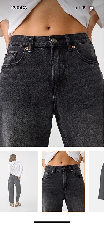 40 Beden siyah Renk Stradivarius d96 crop staight jean