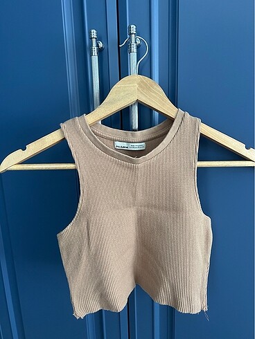 xs Beden Bej Crop Üst