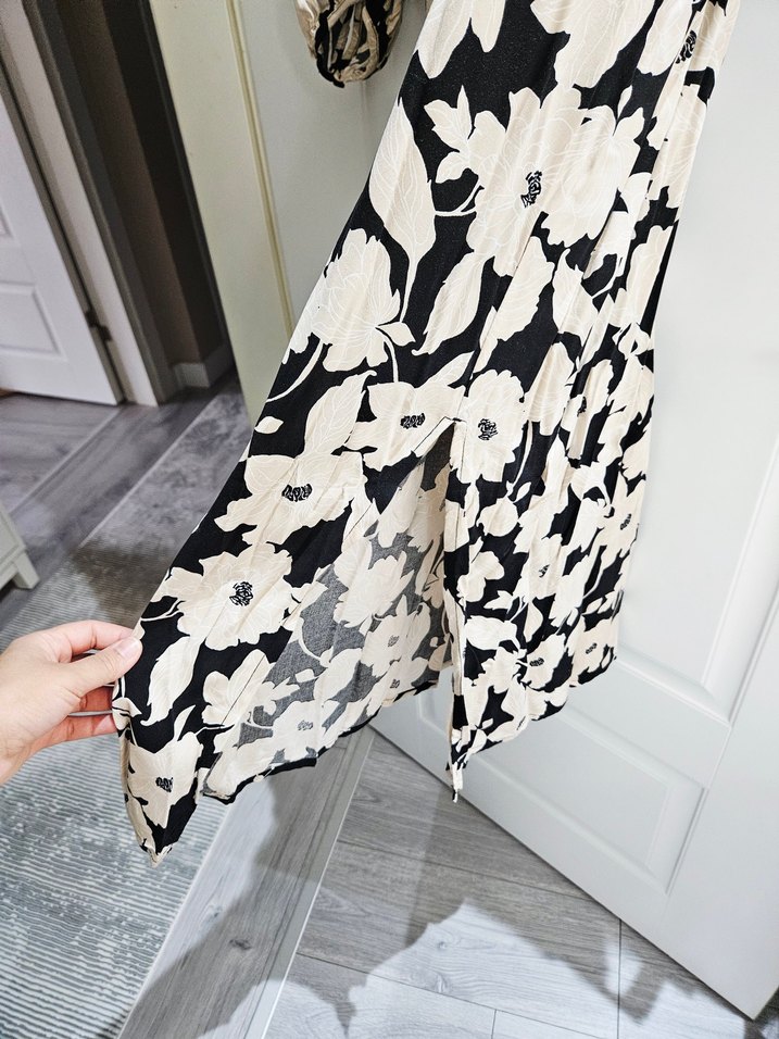 Bohem V Yakalı Uzun Kollu Kadın Elbise - Görsel 3