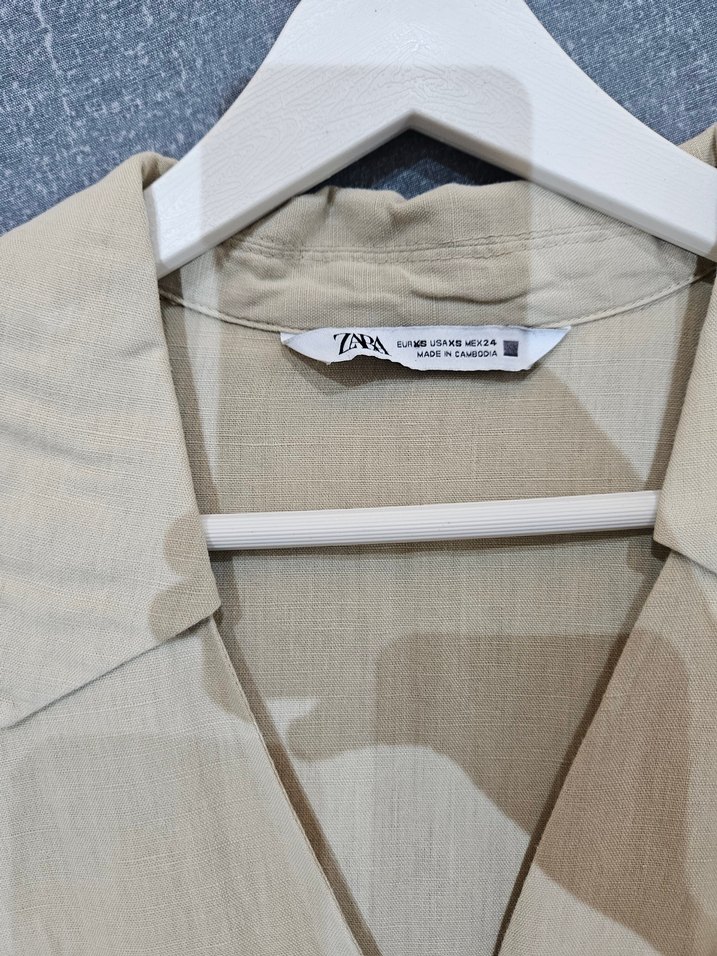 Bej Uzun Keten Kadın Tulum - Görsel 4