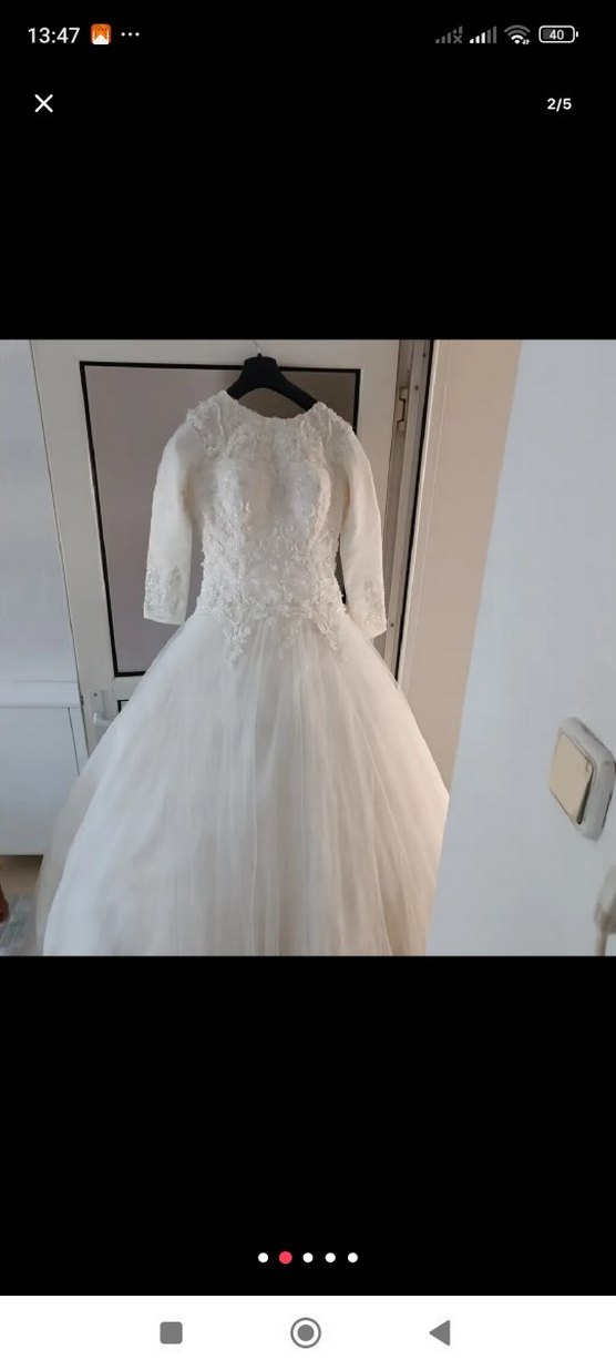 Uzun Kollu Beyaz Prenses Gelinlik - Görsel 2