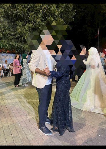 40 Beden UzunLacivert abiye