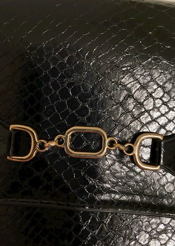 MNG Siyah Yılan Derisi Desenli Deri Çanta - Görsel 5