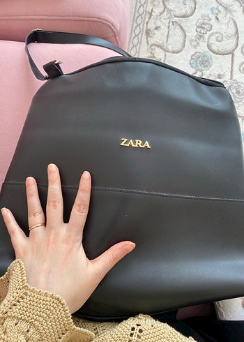 ZARA Siyah Deri Fermuarlı Kadın Çanta - Görsel 3