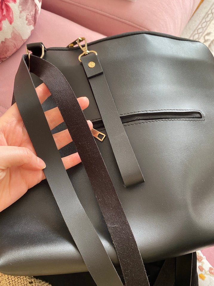 ZARA Siyah Deri Fermuarlı Kadın Çanta - Görsel 2