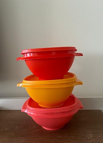 Beden çeşitli Renk TUPPERWARE 3lu SAKLAMA kabi
