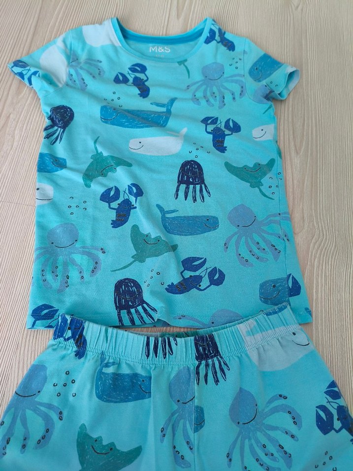 Renkli Baskılı Mavi Çocuk pijama Takımı - Görsel 2