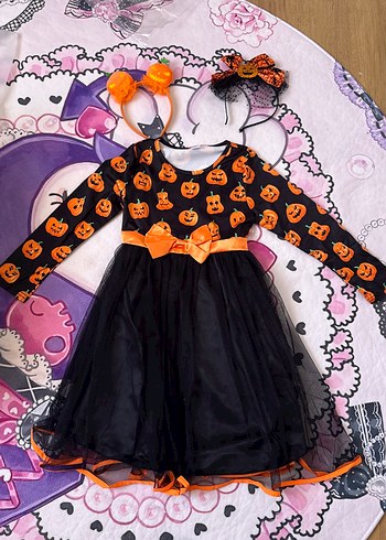 Heloween bal kabakli Desenli Gotik Elbise