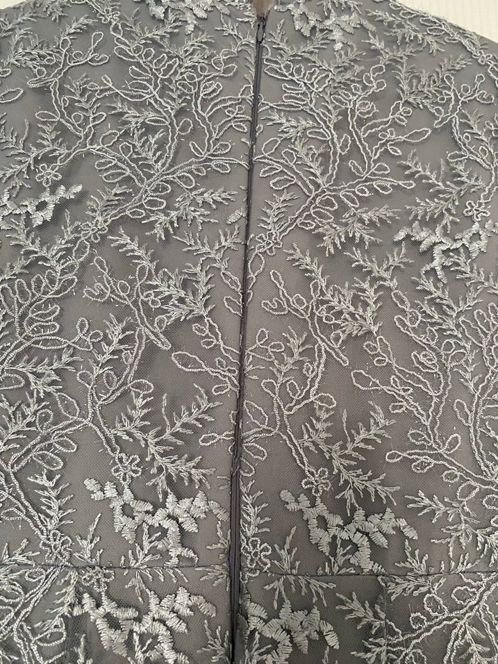 Uzun Kollu Gri Dantel Vintage Elbise - Görsel 3