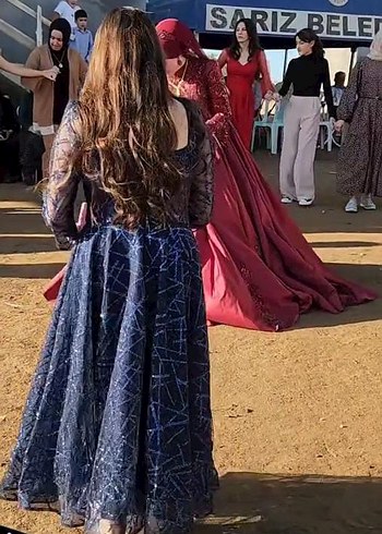 Lacivert simli Uzun Abiye - Görsel 4