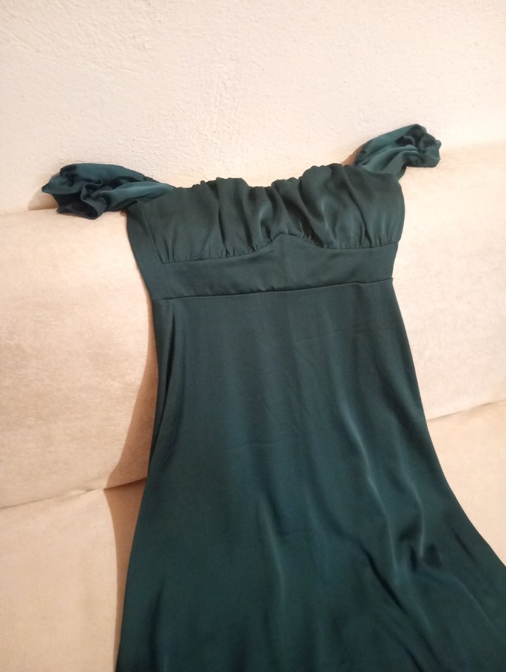 yeşil Midi saten abiye - Görsel 3