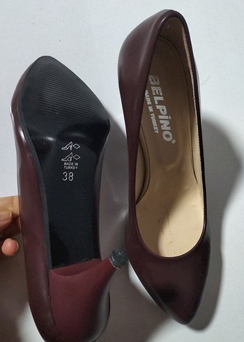 Klasik Kahverengi Deri Stiletto Topuklu - Görsel 5