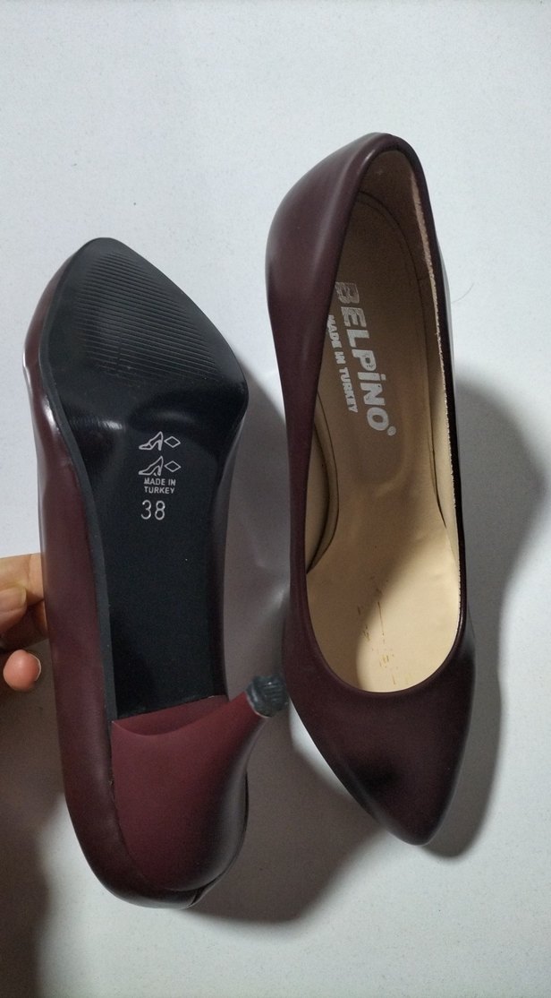 Klasik Kahverengi Deri Stiletto Topuklu - Görsel 5