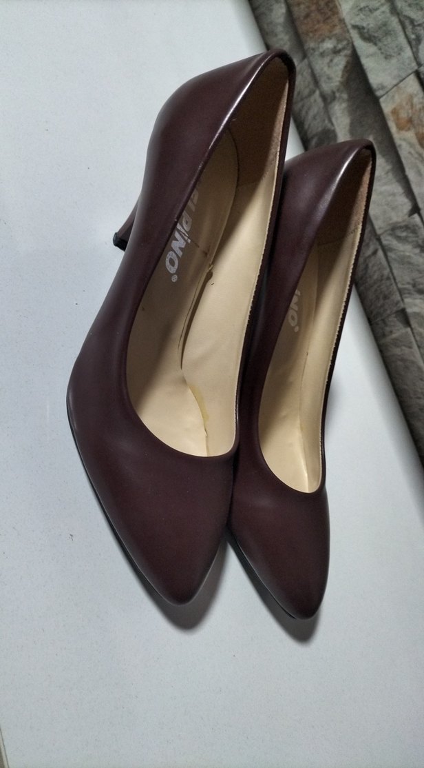 Klasik Kahverengi Deri Stiletto Topuklu - Görsel 2