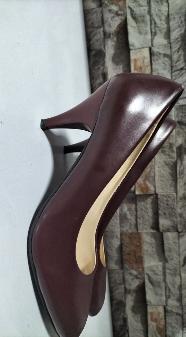 Klasik Kahverengi Deri Stiletto Topuklu - Görsel 3