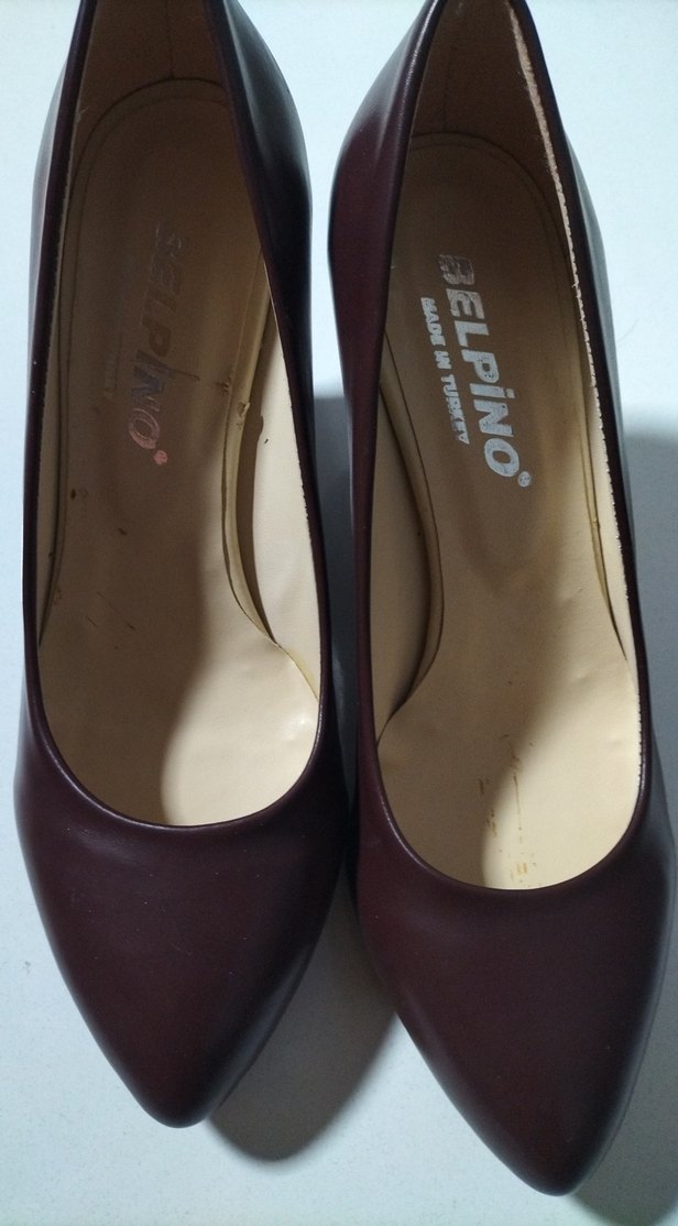 Klasik Kahverengi Deri Stiletto Topuklu - Görsel 4