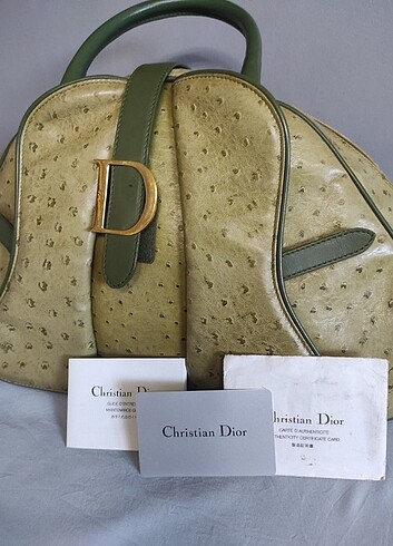Christian Dior Yeşil DEVEKUŞU Deri Çanta